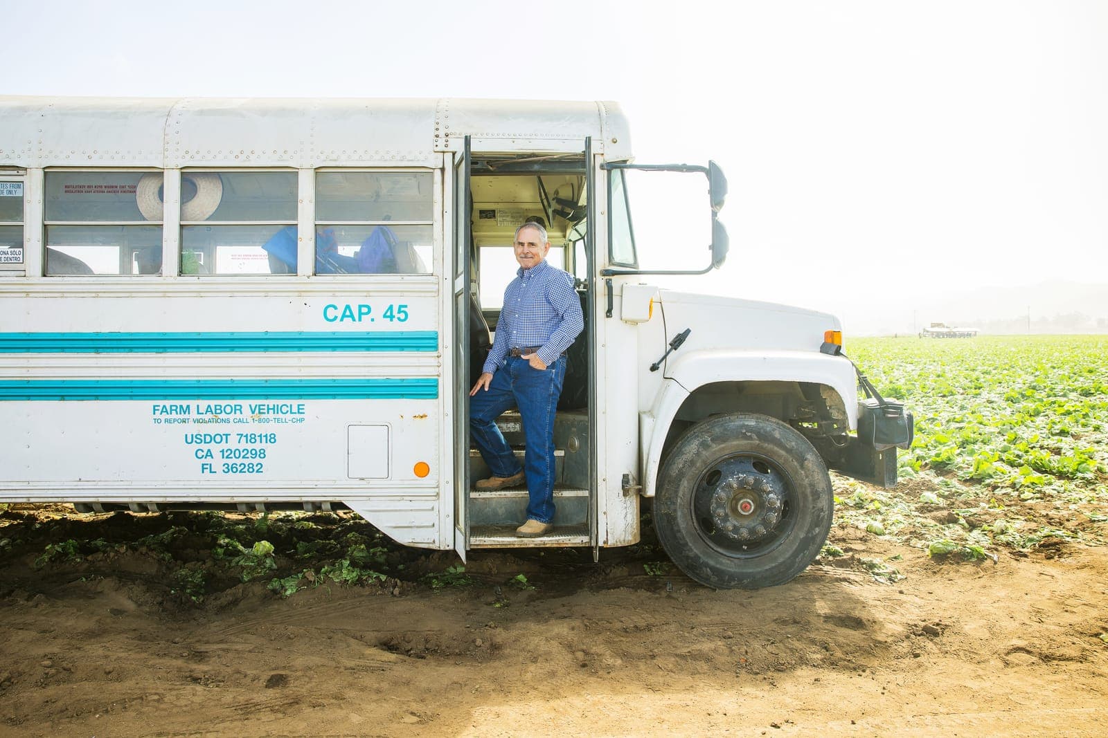 Vintage farm truck in an agricultural field